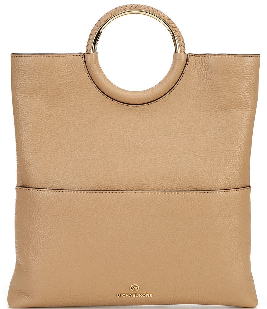 Michael Kors Rosie Large Pebble Leather Foldover Ring Clutch Bag