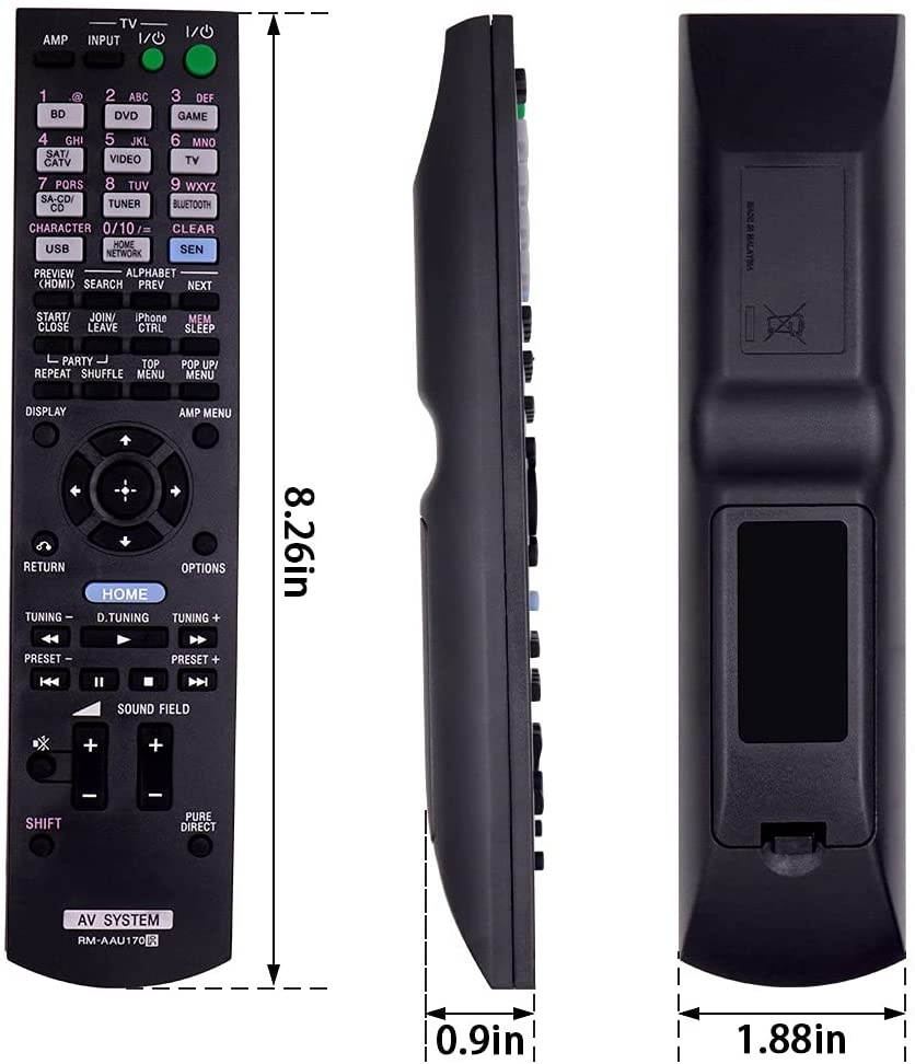 RM-AAU170 Remote Control for Sony STR-DA4600ES STRDH540 STR-DH540 STR-CT550WT STR-DN840 STRDN840 RMAAU169 1-492-051-11 Audio/Video AV Receiver Home Theater System