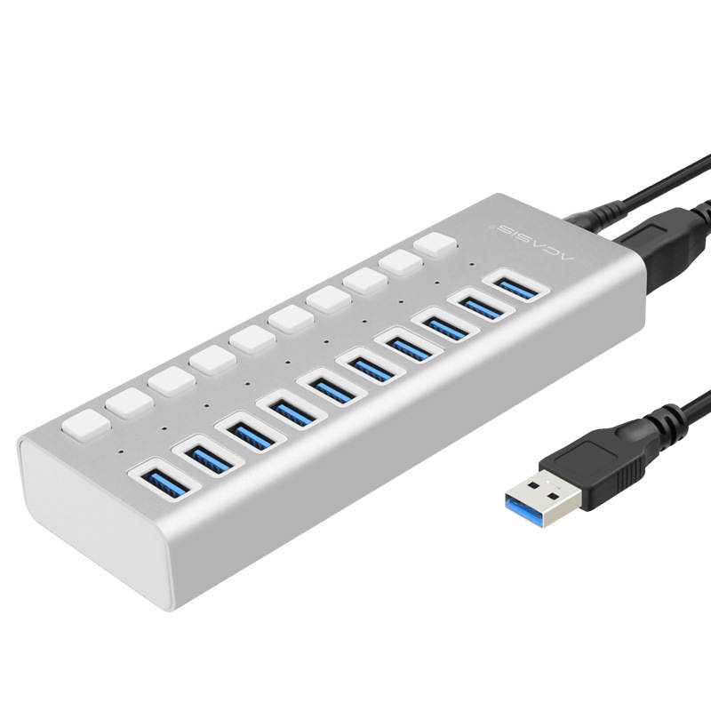 Acasis Multi USB 3.0 Hub 10 ports High Speed With ON OFF Switch Adapter Splitter USB Expander Computer Accessories