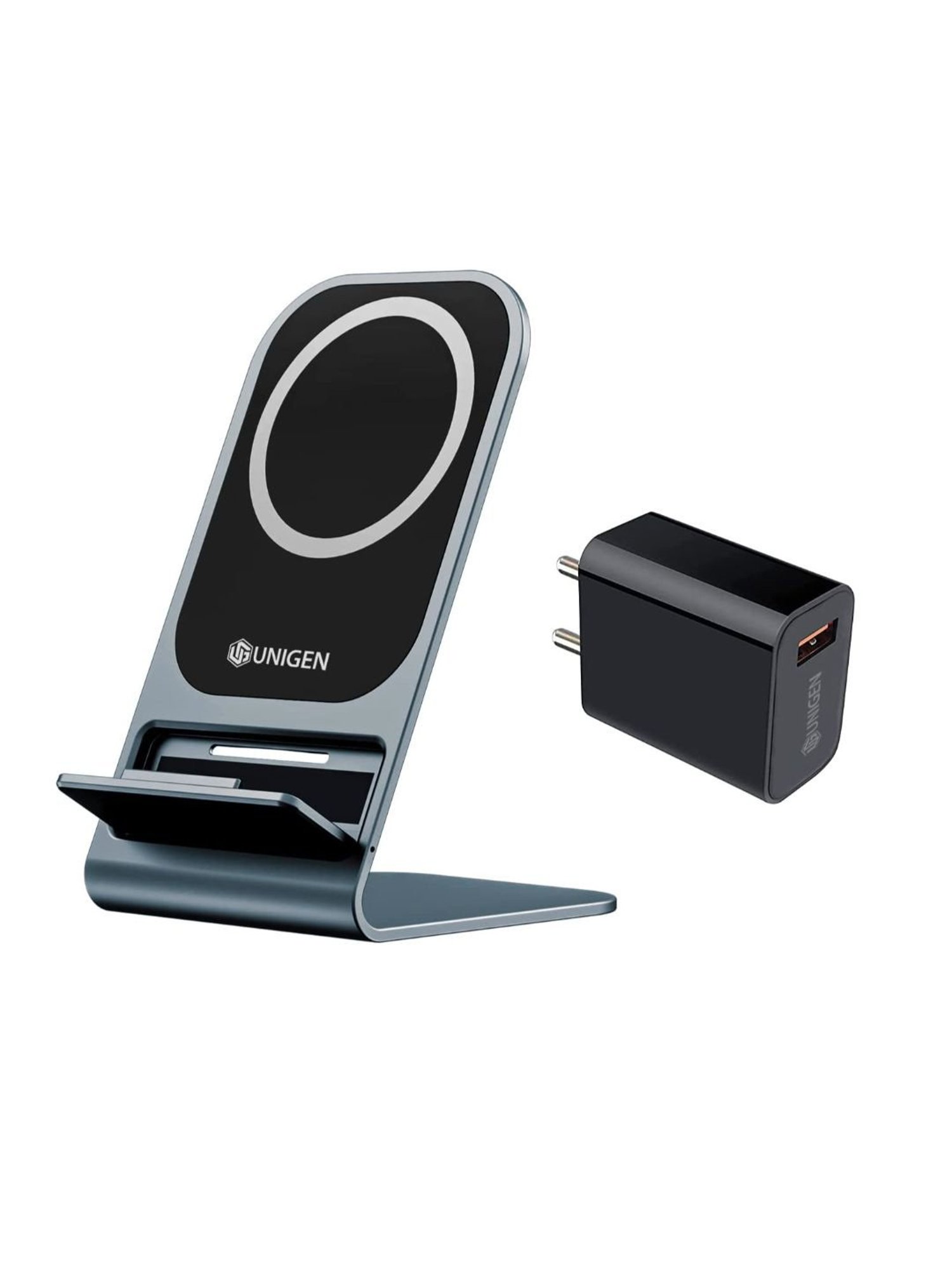 Unigen Audio Unistand Mag Safe Fast Charging Stand 15W Magnetic Charger with QC 18W Adapter (Black)