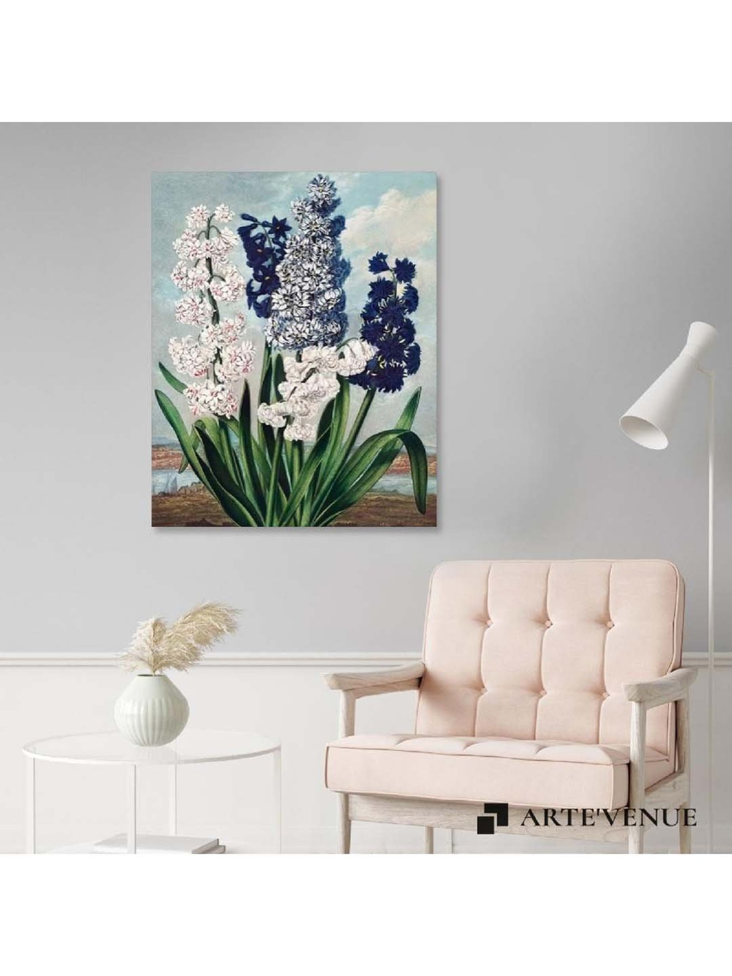 ARTE'VENUE Hyacinths Blue & Green Canvas Wall Art - Set of 1 (10 X 12 inch)