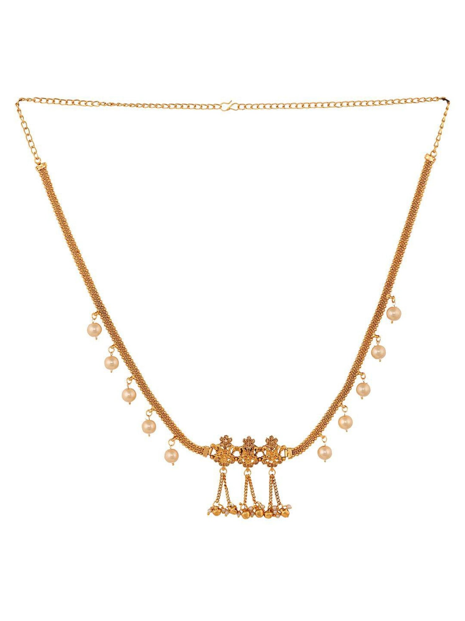 Saraf Rs Jewellery Gold Plated Kemp Stone Studded Pearl Beaded Kamarbandh