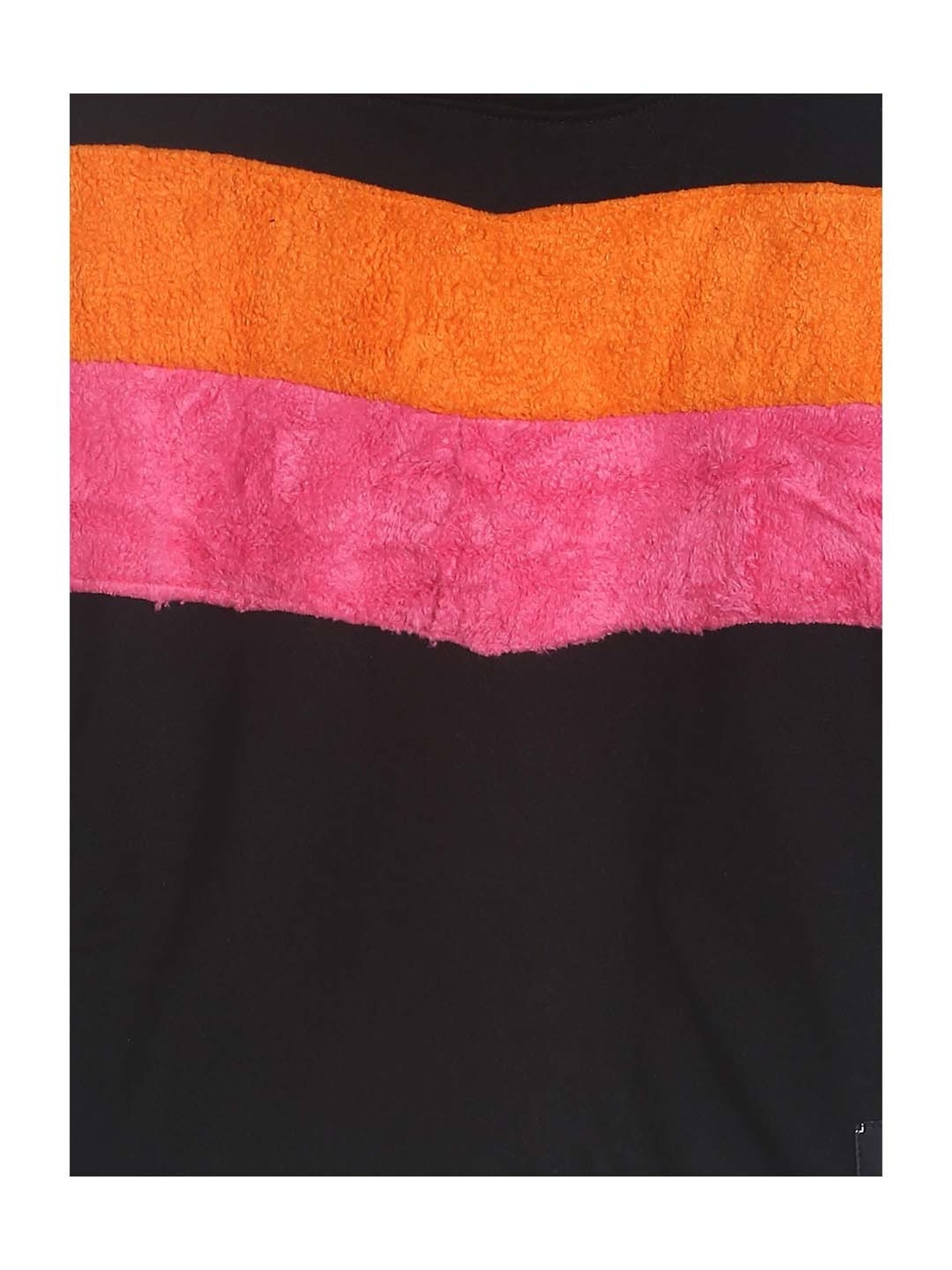 Tales & Stories Kids Black & Pink Color Block Full Sleeves Sweatshirt