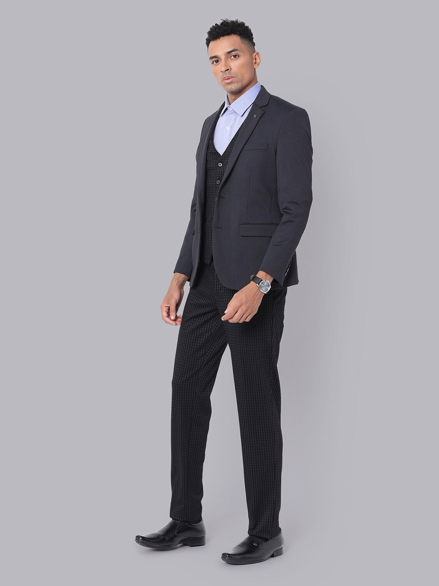 Van Heusen Navy Slim Fit Texture Four Piece Suit