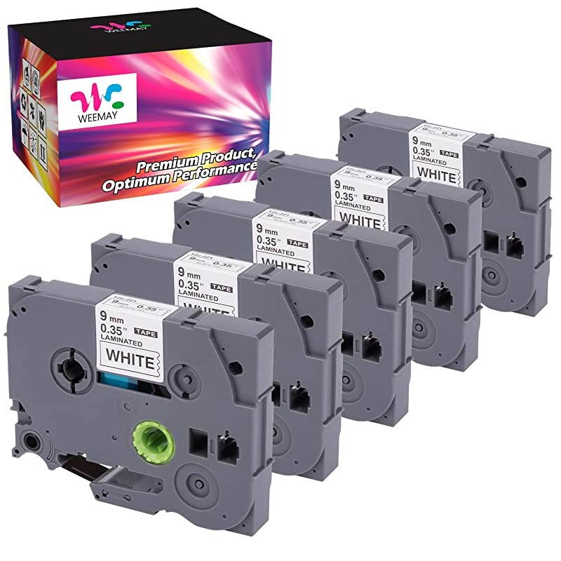 Compatible 9mm 035 Laminated White Tape Replace Brother Label Tape TZe221 TZe221 TZ221 TZ221 for PTouch PTD210 PTD200 PTH110 PTD400 PTD600 Label Maker 38 Inch Black on White