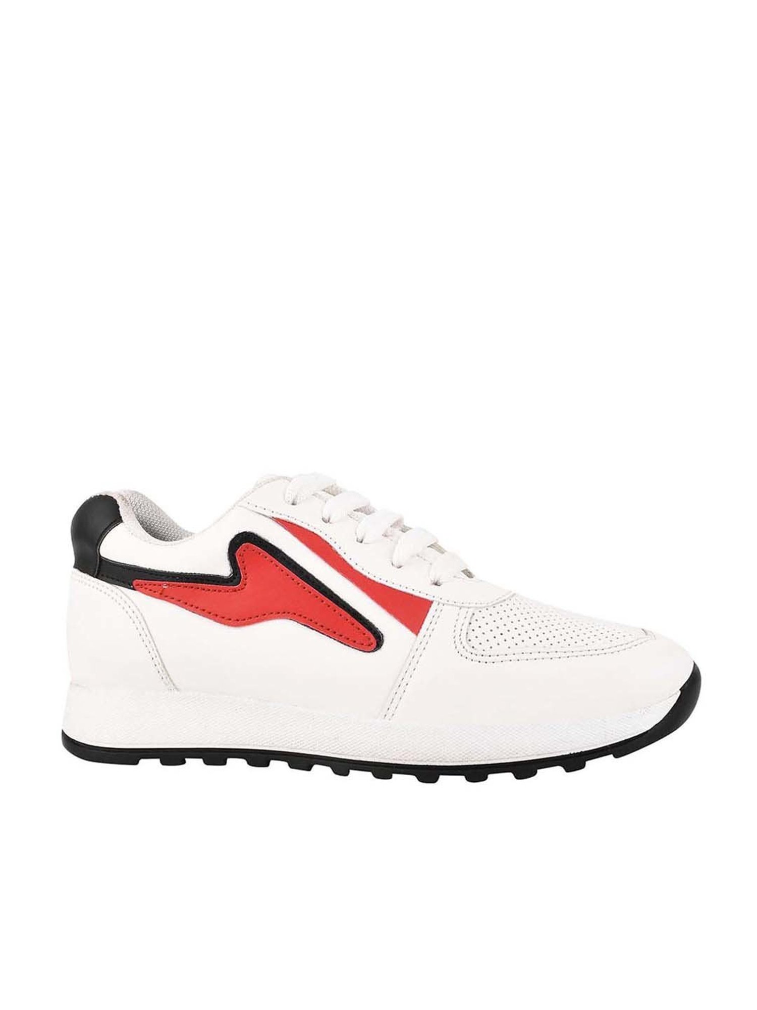 Shoetopia Kids White & Red Casual Sneakers