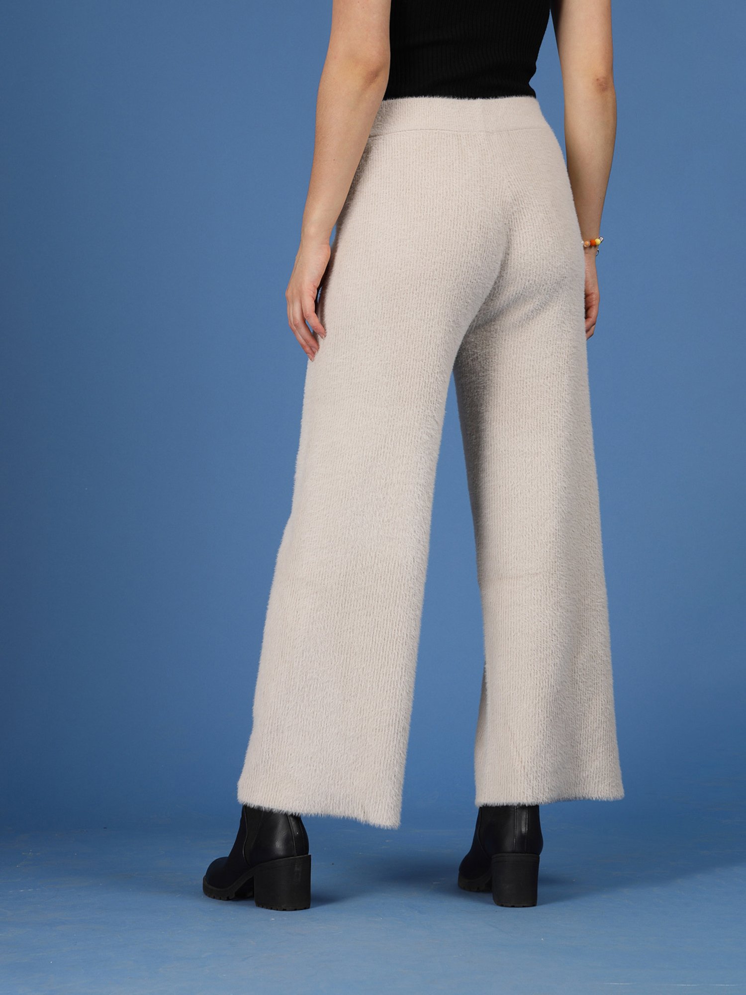 Mafadeny Beige Regular Fit Mid Rise Palazzos