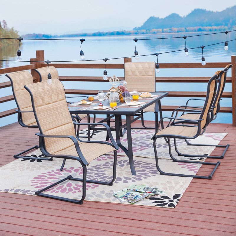7pc Steel Patio Dining Sets Cream - Lokatse