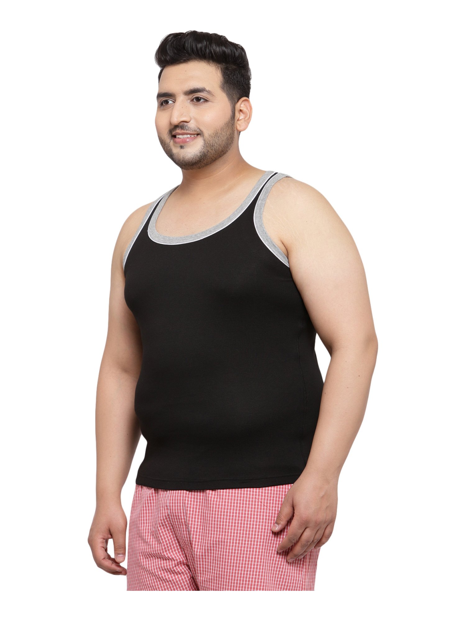 Melon by PlusS Black Cotton Regular Fit Vest