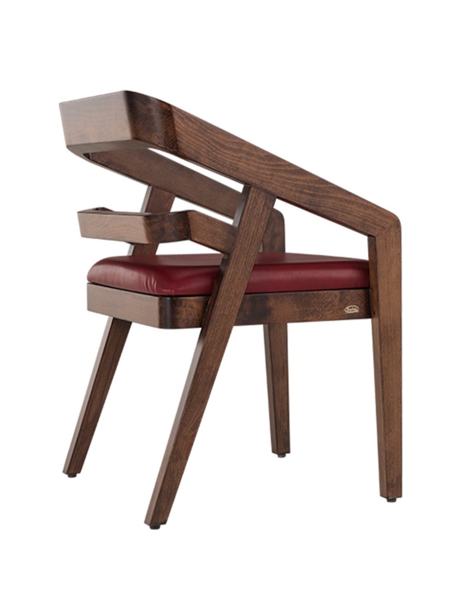 Durian Amelia Burgundy Solid Wood & Premium Leatherette Dining Chair in Red Finish