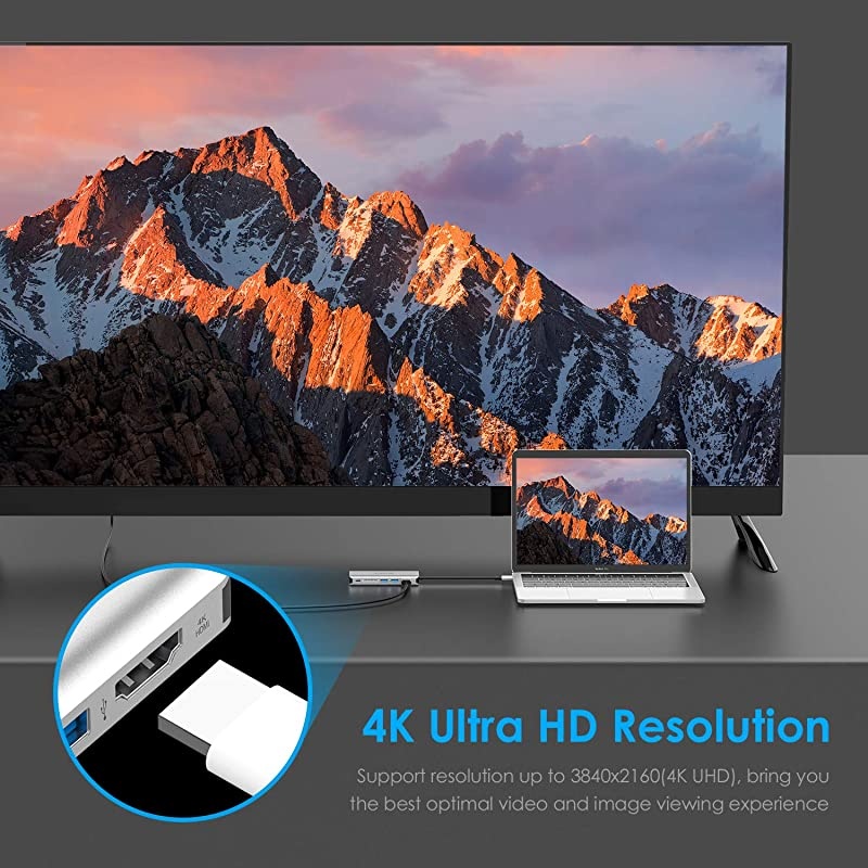 USBC Digital AV Multiport Hub with 4K HDMI 2 USB 30 Card Reader Type C Charging Gigabit Ethernet Adapter Compatible 20202016 MacBook Pro New Mac AirSurface More CBC68 Silver