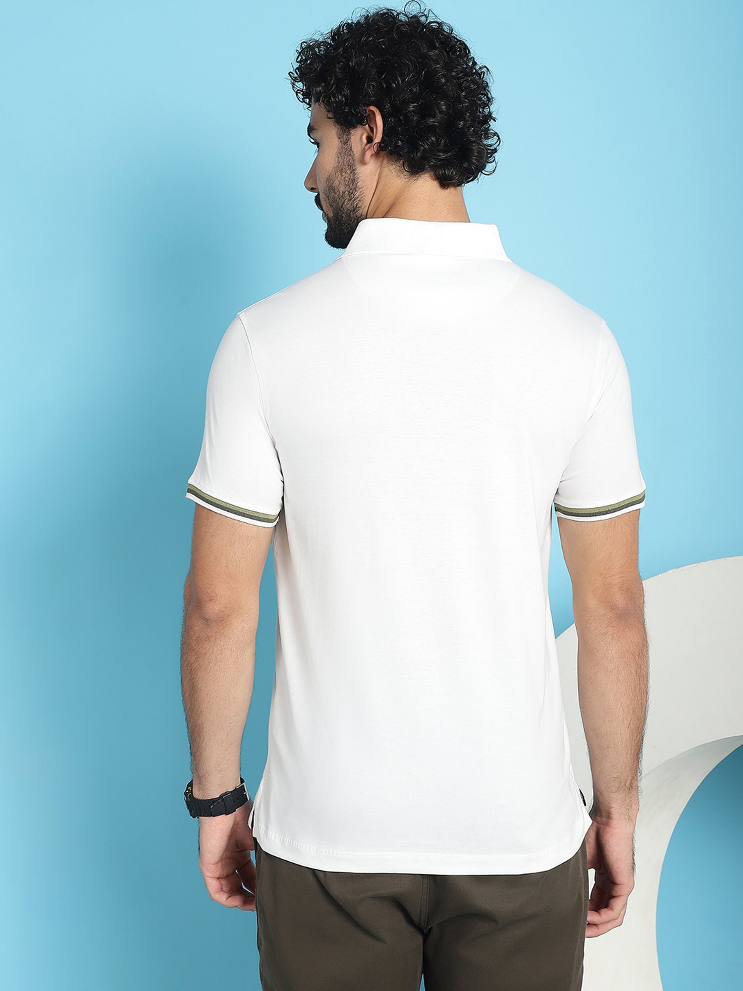 Venitian- Forbidden Clothing White Slim Fit Printed Polo T-Shirt