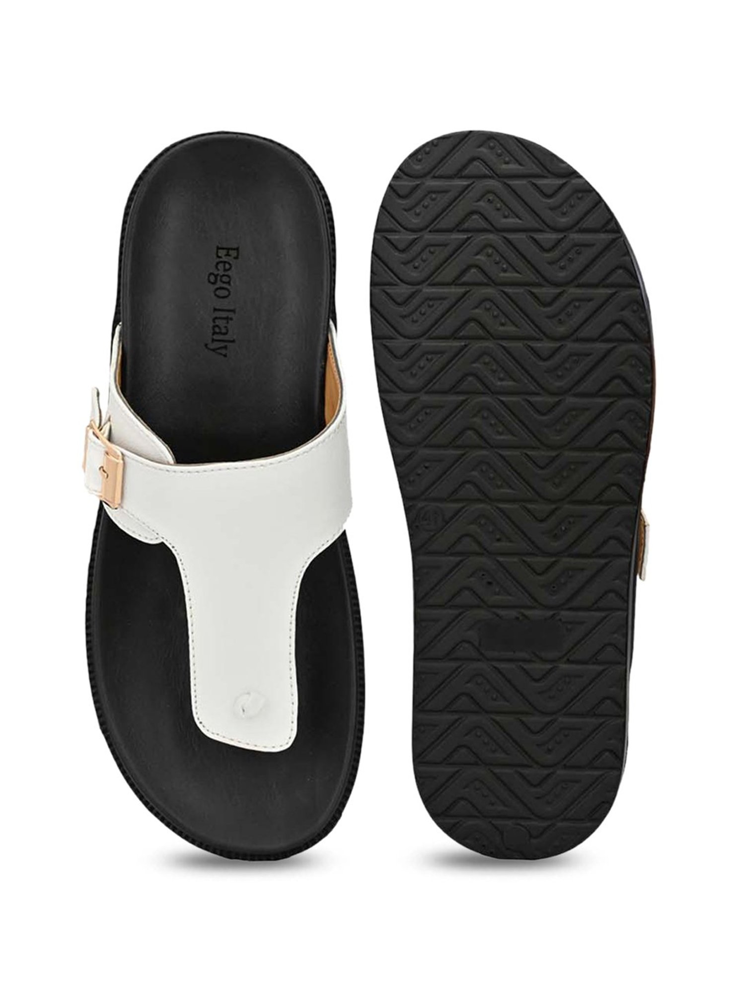 Eego Italy Men's White T-Strap Sandals