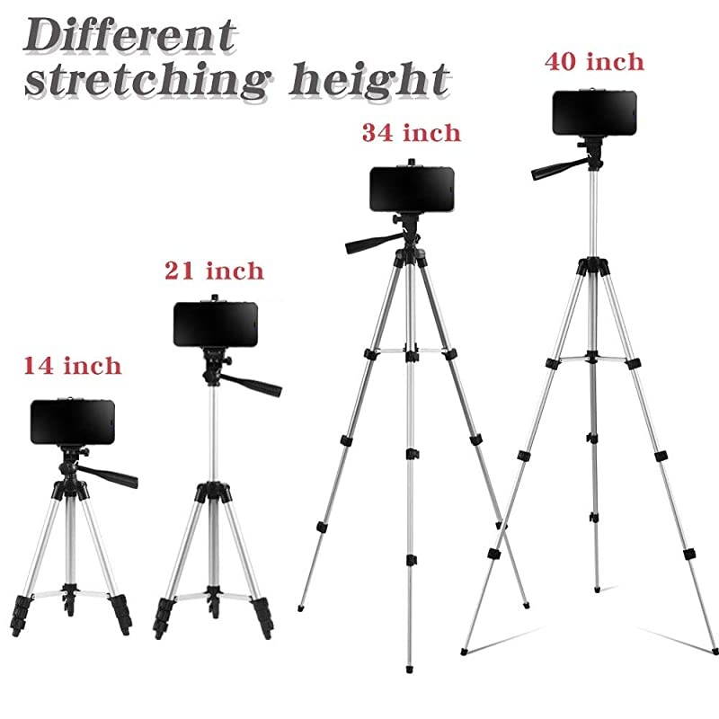 40 Inch Portable Trip Light Weight Outdoor Travel + Universal Smartphone Holder Mount Support Stand for Phone 11 88plus66s 7 PlusXR Xs Max