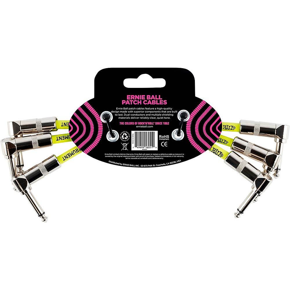 Ernie Ball 6" Angle Patch Jumper Cable, 3-Pack, White