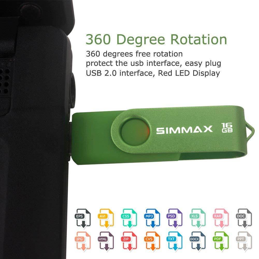 SIMMAX USB Flash Drives 5 Pack 32GB Memory Stick Swivel Design USB 2.0 Flash Drive Thumb Drive Zip Drives (32GB Blue Green Black Red Purple)