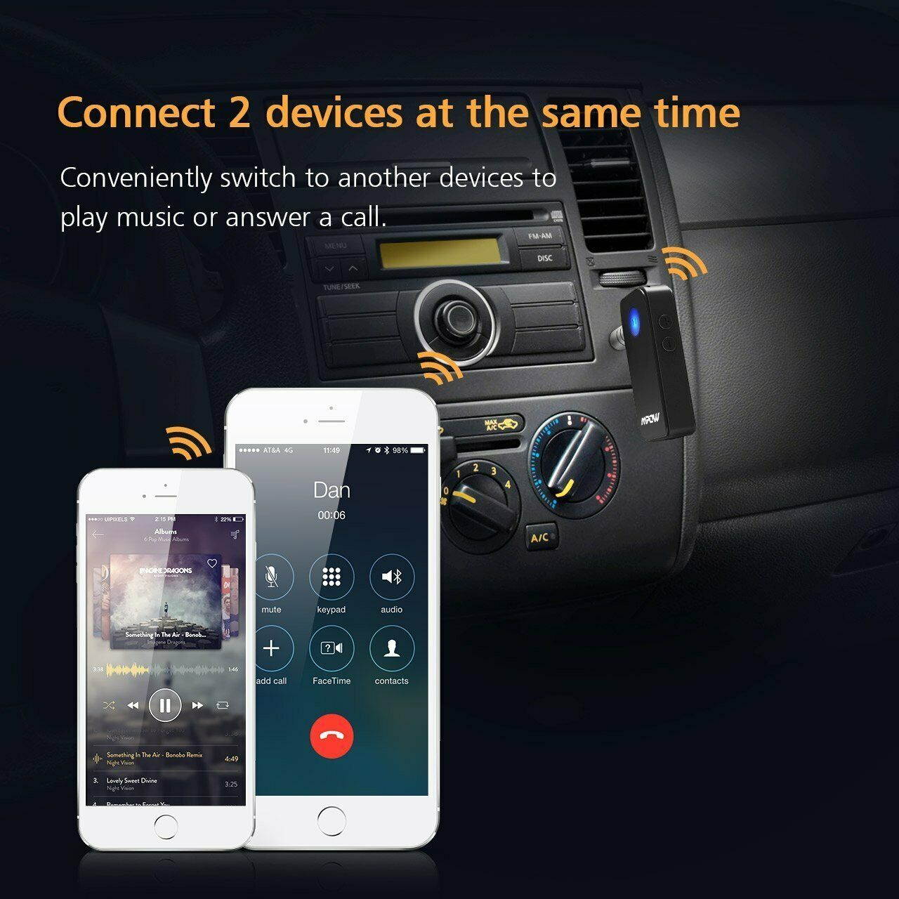 Mpow Bluetooth 4.1 Receiver Car Wireless Audio Music Adapter Receiver Hands-Free