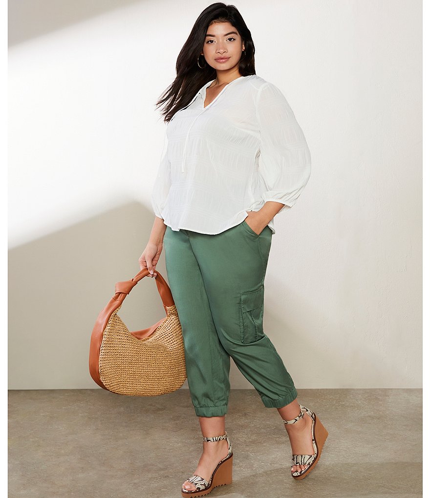Vince Camuto Plus Size Lyocell Jogger Cargo Ankle Length Pants