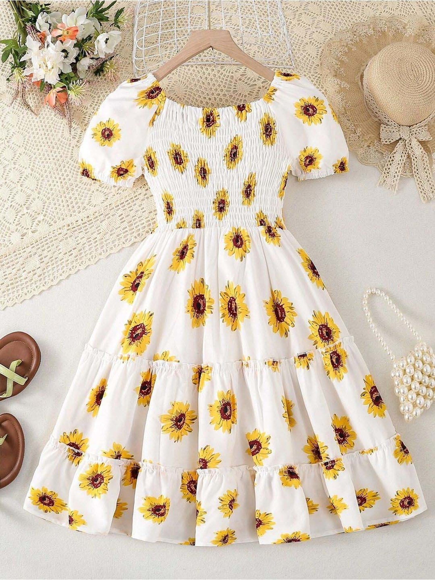 Many Frocks Kids Red Solid Dress