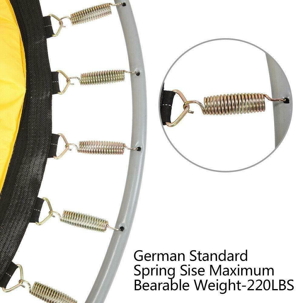 60" Round Children Trampoline with Safety Net Enclosure Fitness Toy Yellow New