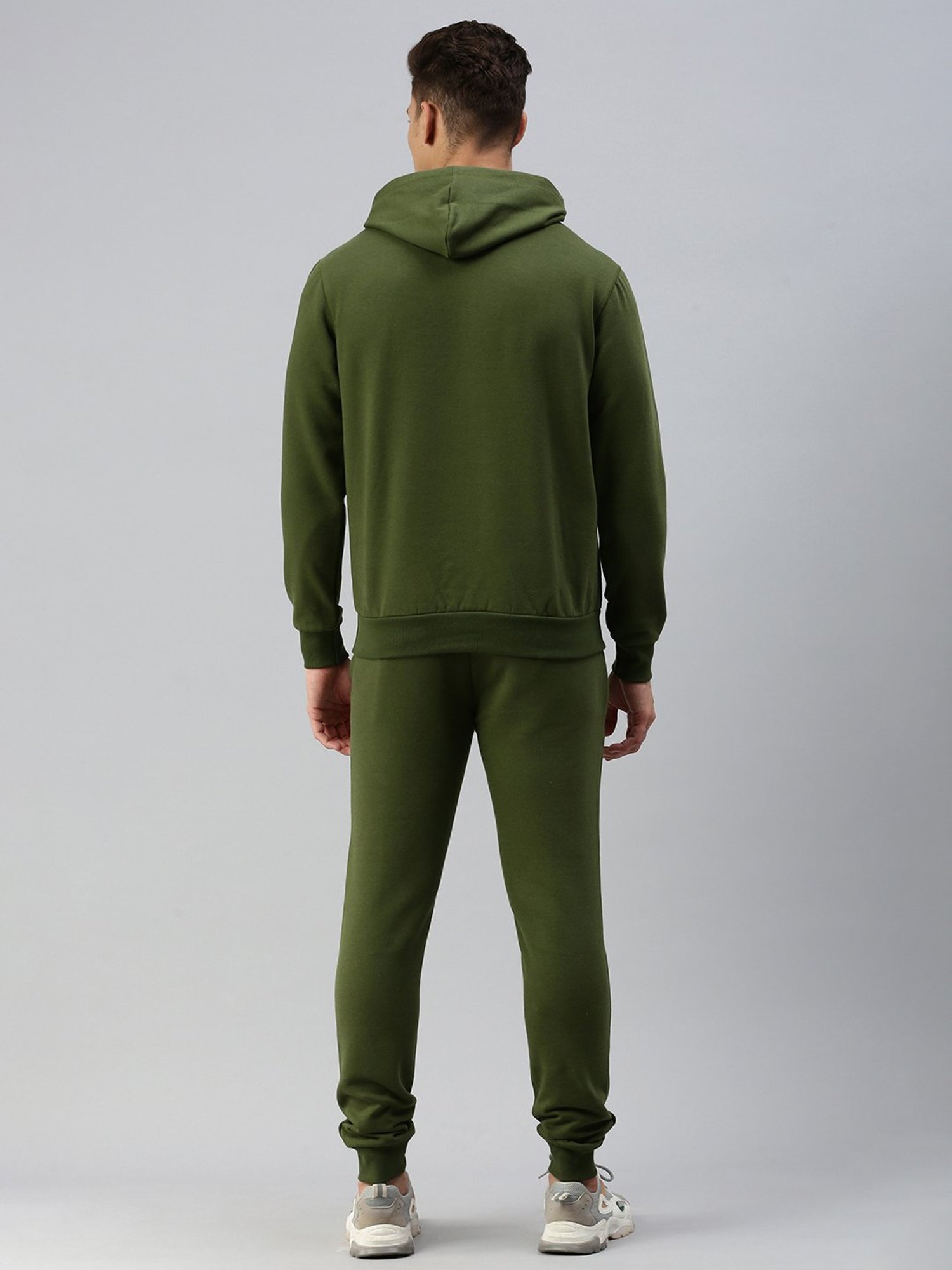 Sporto Green Regular Fit Hooded Sweatshirt and Joggers Set
