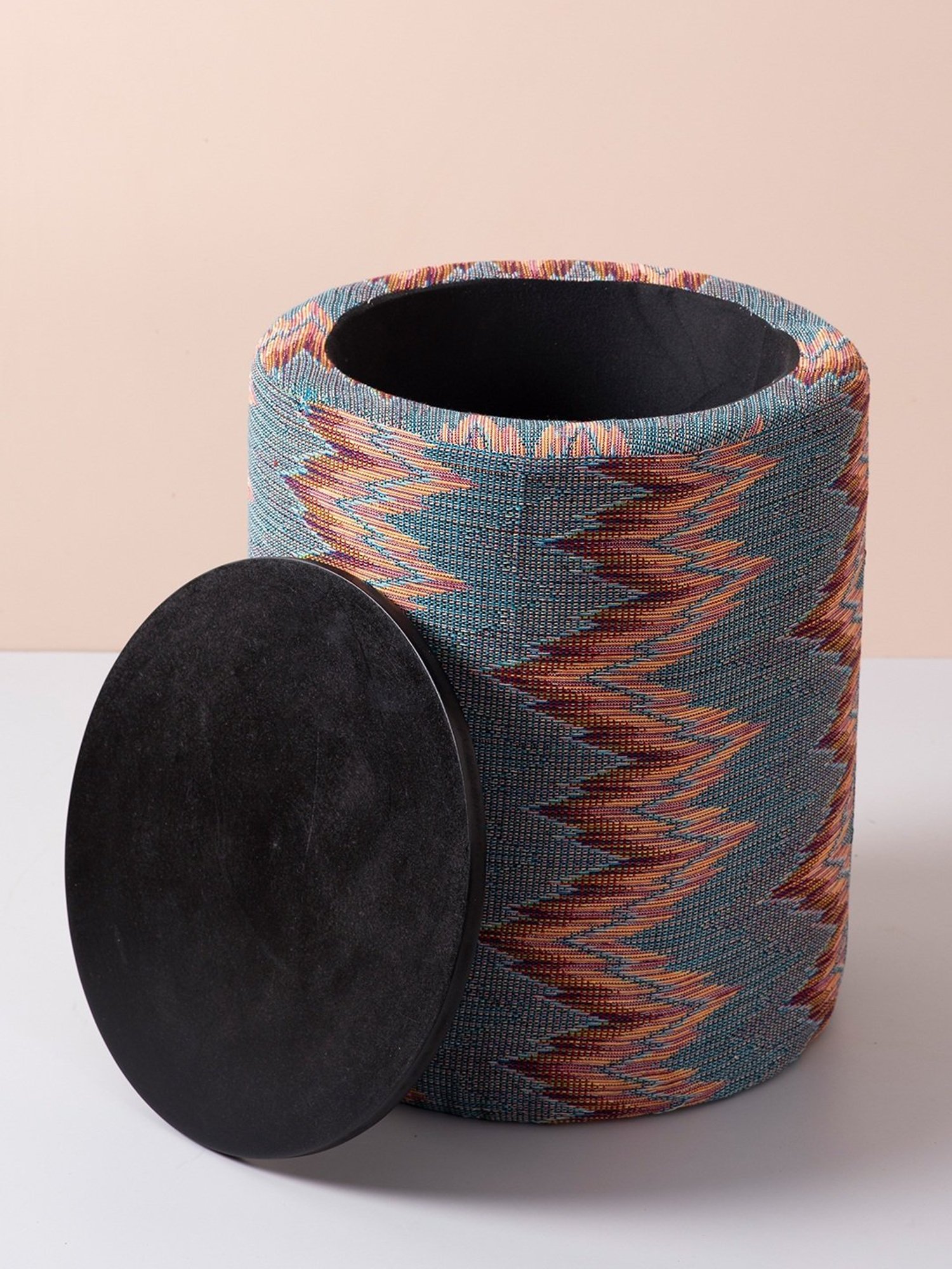 Chumbak French Sahara Solid Mustard Yellow Wood Ottoman