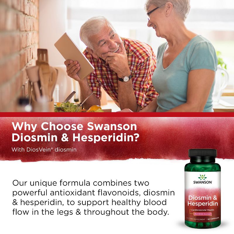 Swanson Diosmin & Hesperidin (Featuring DiosVein) Capsules, 600 mg, 60 Count.