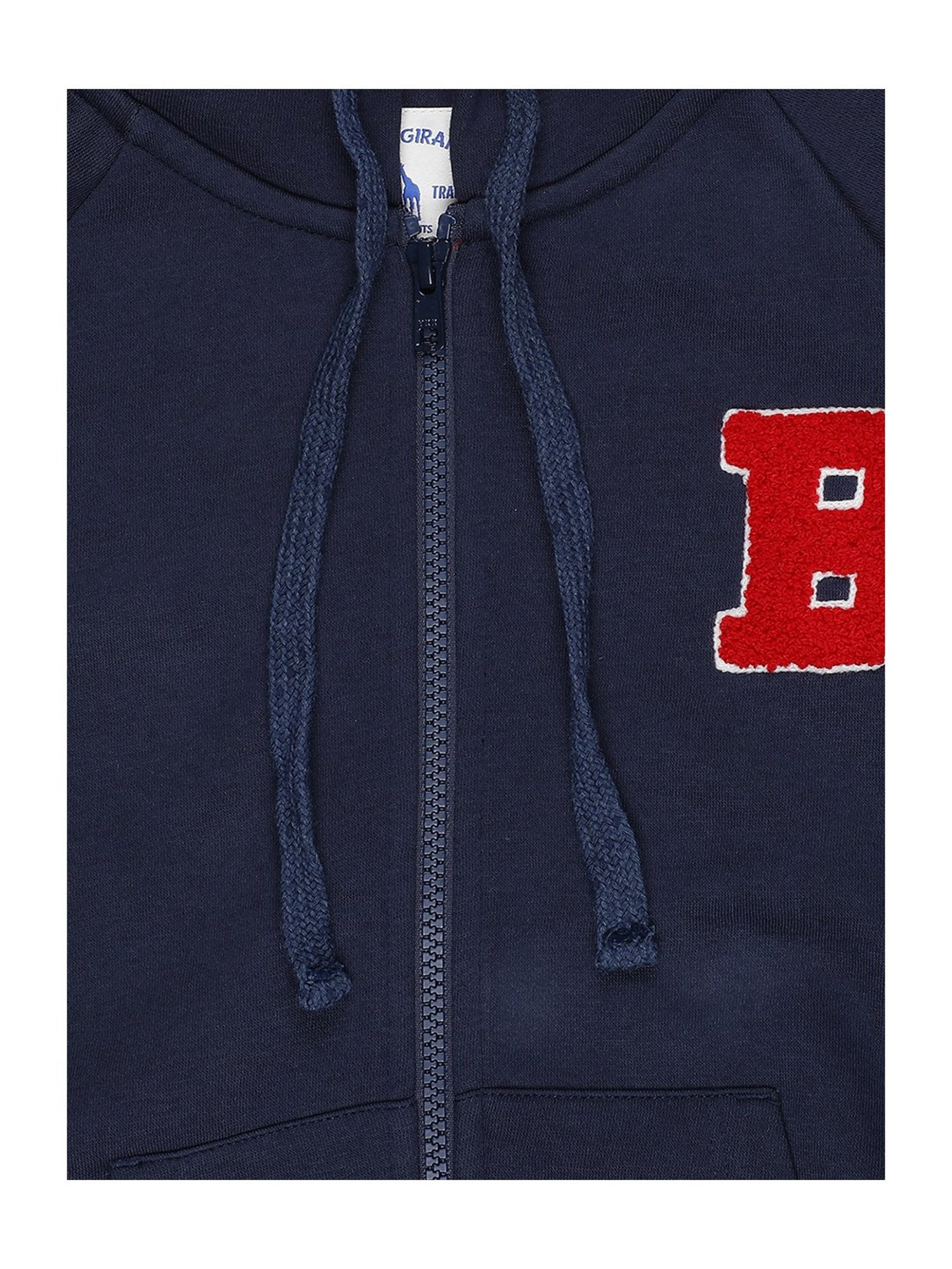 Blue Giraffe Kids Navy Applique Hoodie