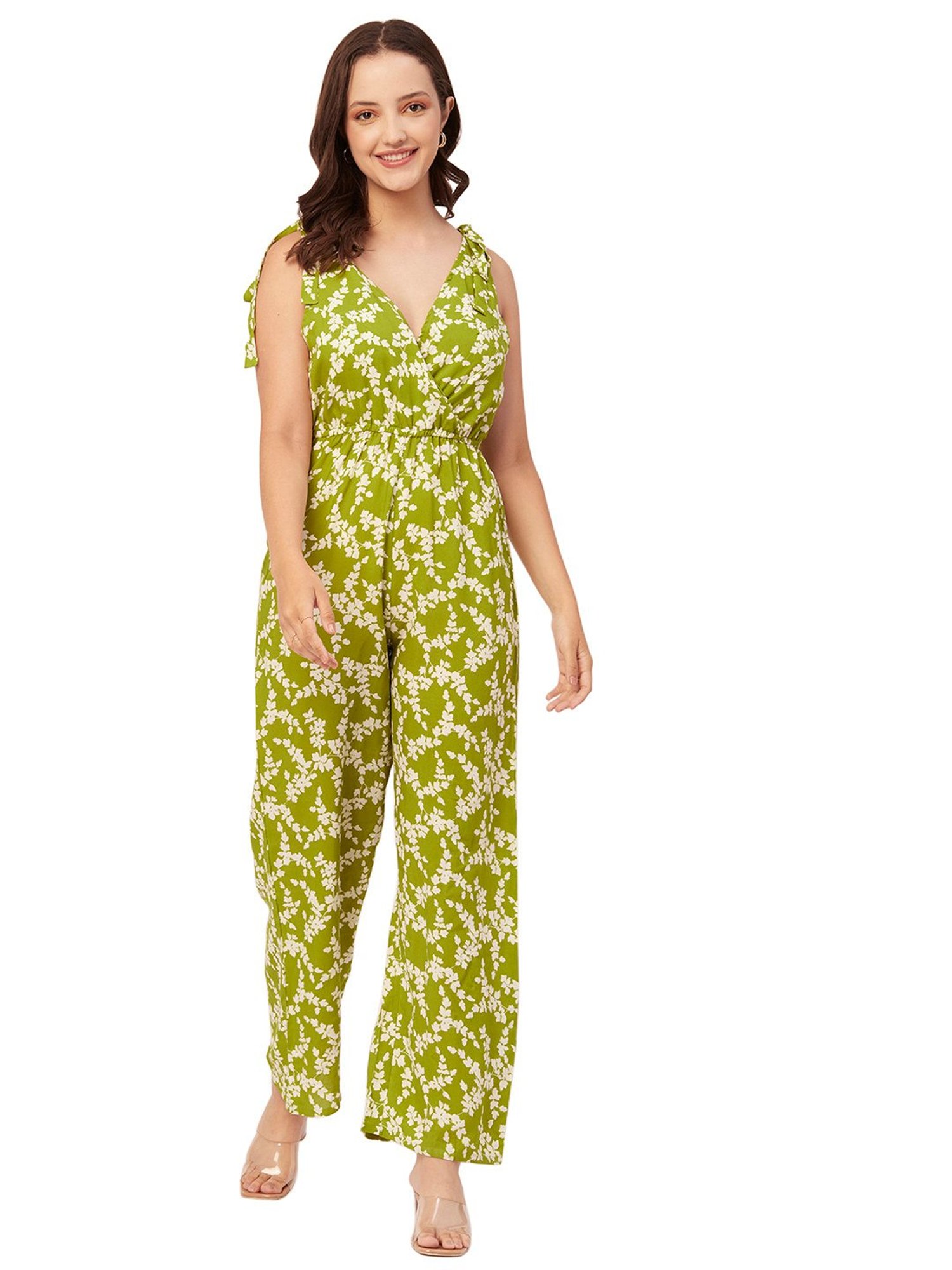 Moomaya Green Floral Print Jumpsuit