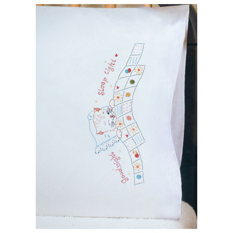 Tobin Stamped For Embroidery Pillowcase Pair 20"X30"-Good Night