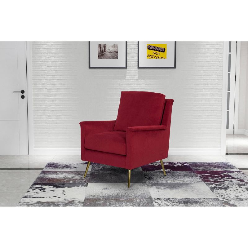 Modern Armchair Textured Ruby Velvet - HomePop