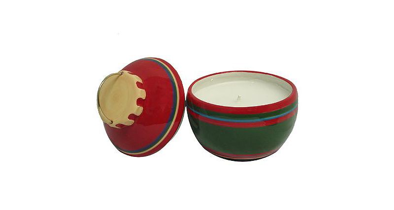 Roman Set of 2 Red and Green Jar Candles Christmas Ornament 5.25"