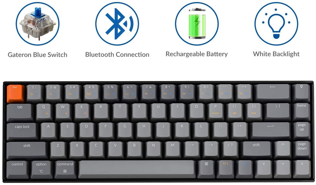 Keychron K4 Wireless Bluetooth/USB Wired Gaming Mechanical Keyboard, Compact 100 Keys RGB LED Backlit Gateron Red Switch N-Key Rollover, Aluminum Frame for Mac Windows