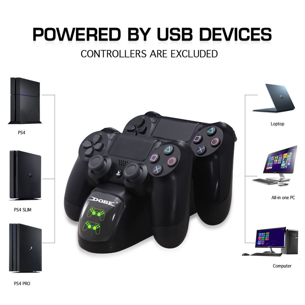 Gooze PS4 Controller Charger, DualShock 4 Controller USB Charging Station Dock, PlayStation Charging Station for Sony Playstation PS4 / PS4 Slim / PS4 Pro Controller