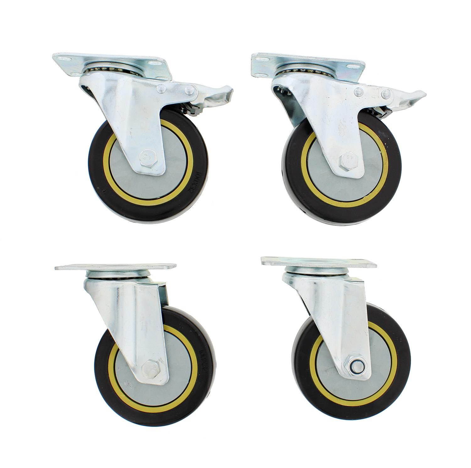 ABN Swivel Plate Caster Wheels 4&rdquo; Inches Set of 4 Locking Casters for Furniture
