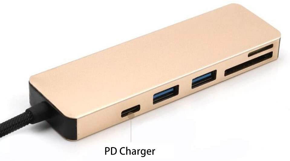 Docooler USB Hub 5 in 1 Adapter with 1 USB 3.1 Port and 2 USB 3.0 Ports SD TF Card Reader for Type C Devices