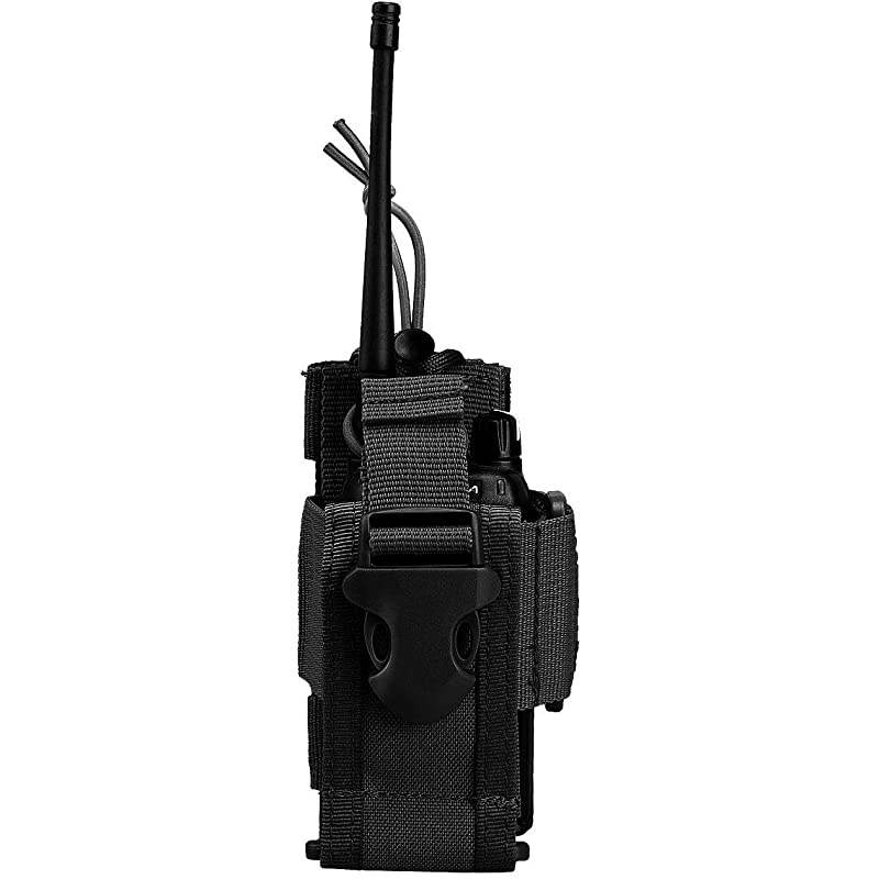 Adjustable Tactical Radio Holder Bag, Molle Two Way Radio Holster Pouch Holder, Nylon Duty Military Storage Case Bag for walkie Talkie (Black, 1 Pack)