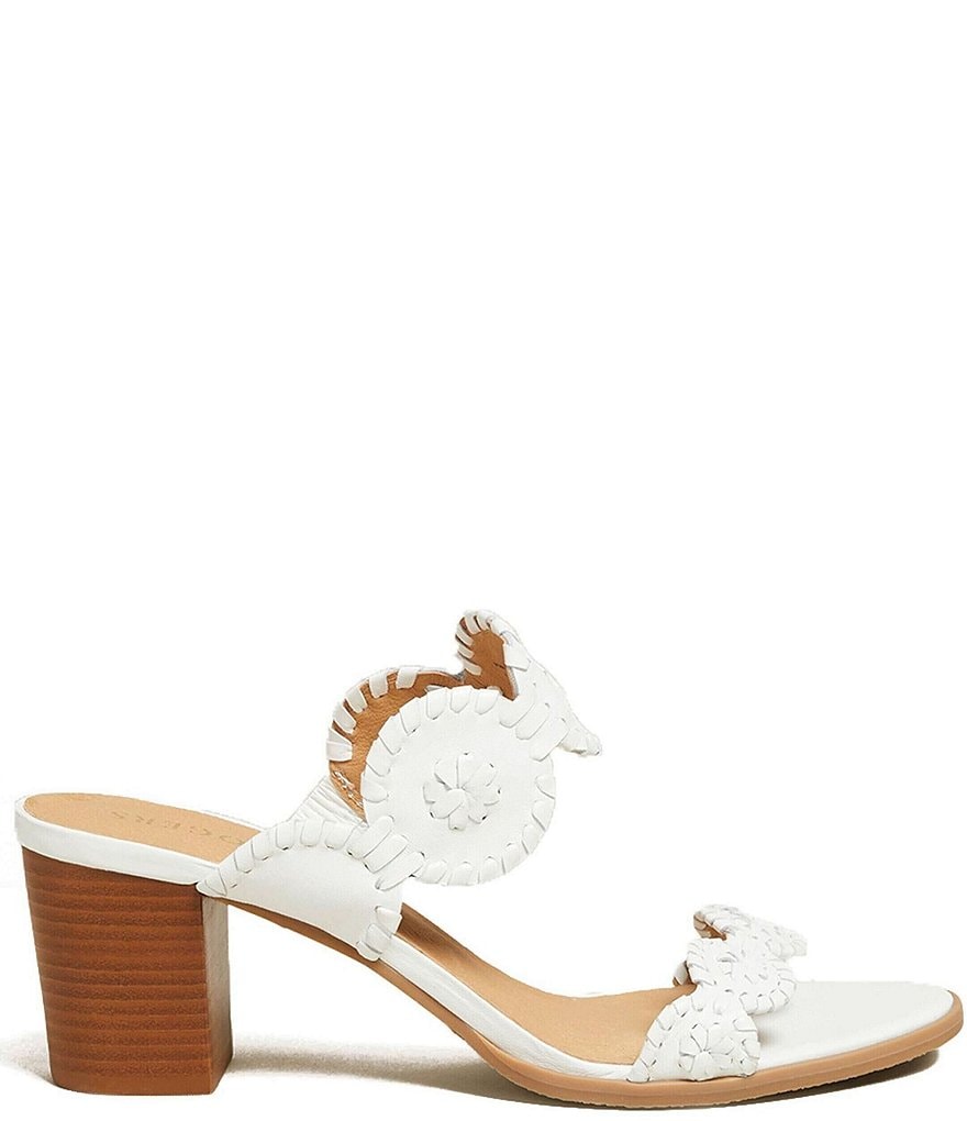 Jack Rogers Lauren Leather Block Heel Slide Dress Sandals