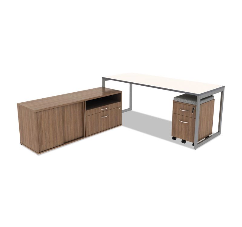 Alera Open Office Series Low File Cabinet Credenza, 29 1/2x19 1/8x22 7/8,Walnut LS583020WA