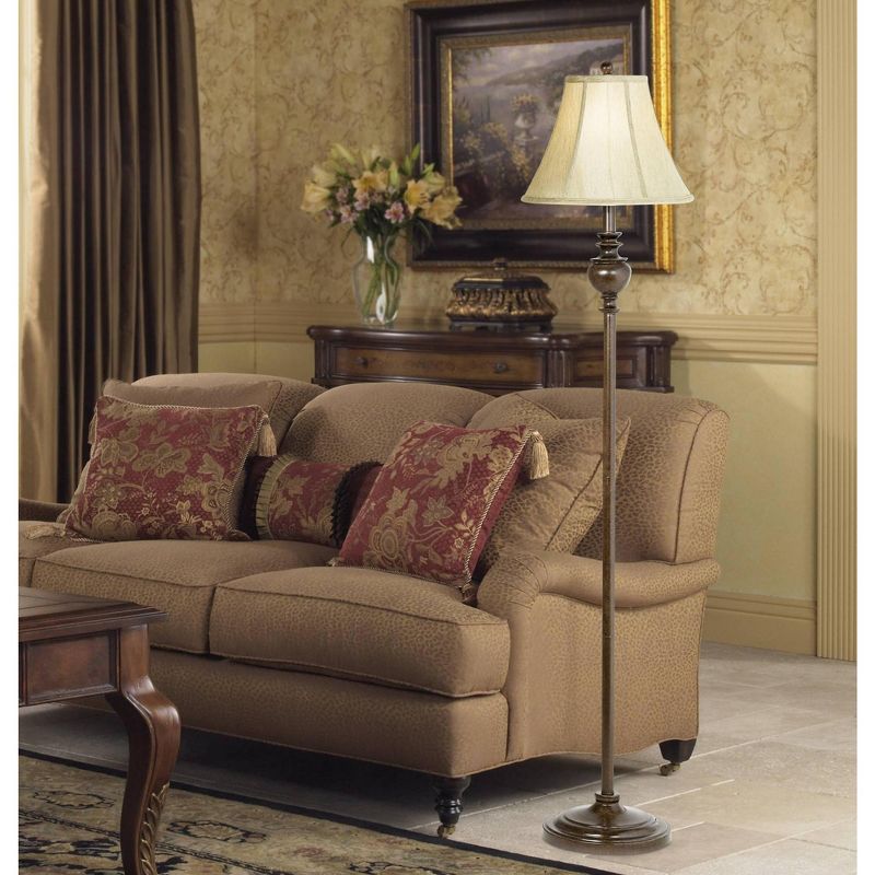 Barnes and Ivy Traditional Floor Table Lamps Set of 4 Bronze Beige Bell Shade for Living Room Family Bedroom Bedside Nightstand