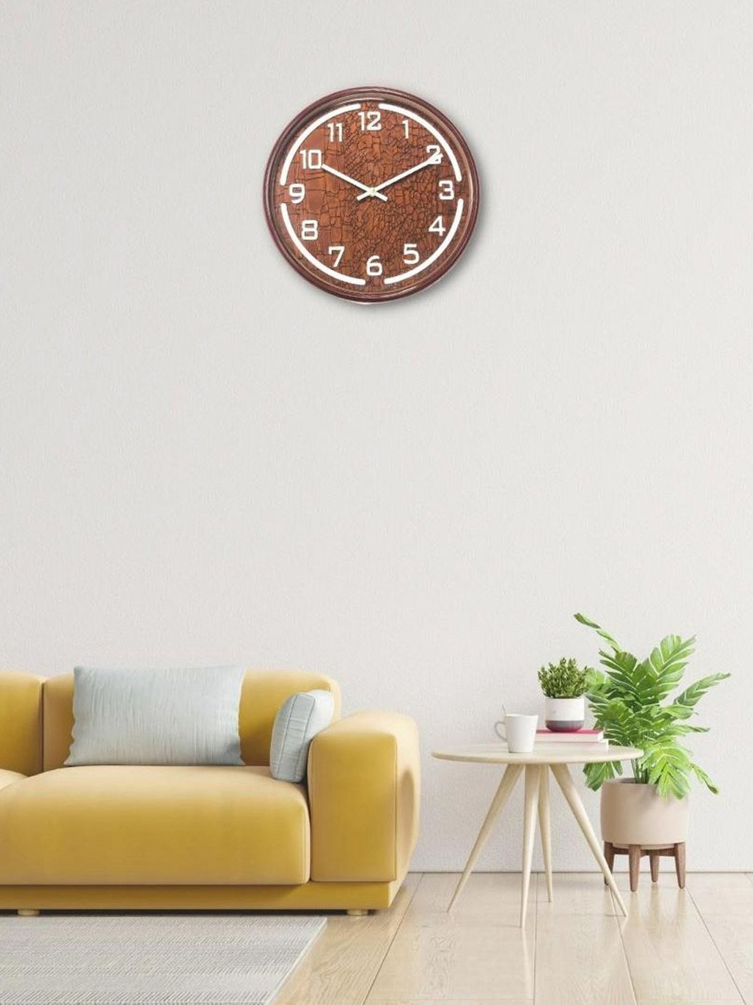 CHRONIKLE Round Rosewood Brown Plastic Wall Clock