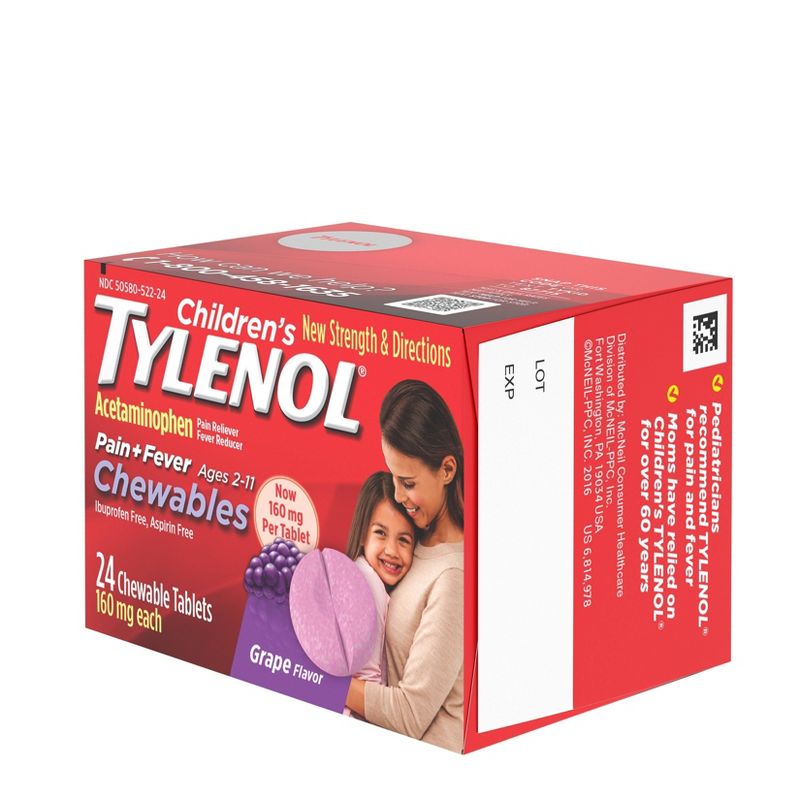 Children's Tylenol Pain + Fever Relief Chewables - Acetaminophen - Grape - 24ct