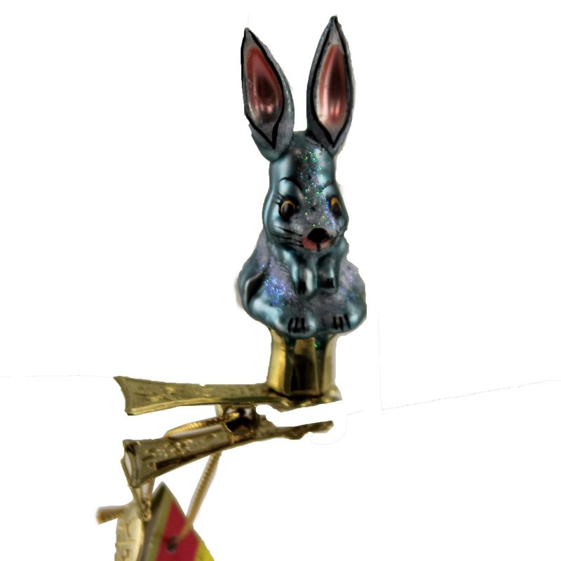 Morawski 2.5" Mini Blue Clip On Bunny Ornament Easter Spring Rabbit  -  Tree Ornaments