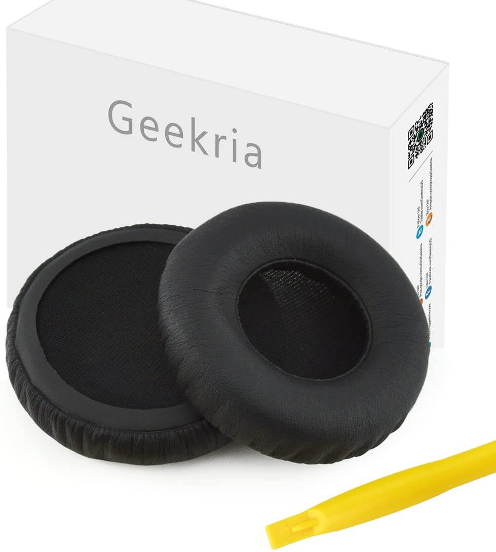 Geekria QuickFit Protein Leather Ear Pads for Monster DNA On-Ear Headphones, Replacement Ear Cushion / Ear Cups / Ear Cover, Headset Earpads Repair Parts (Black)