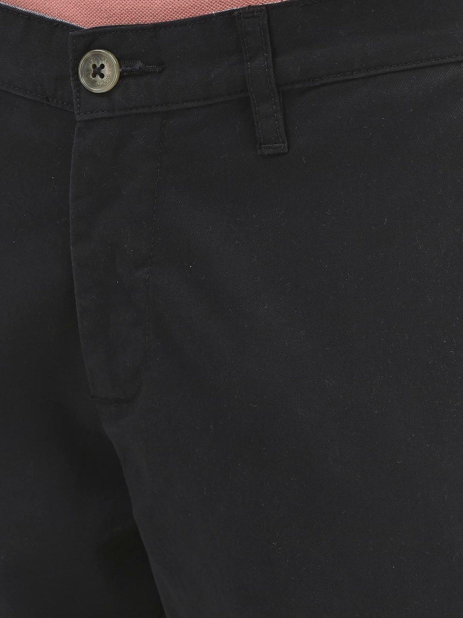 Woodland Black Regular Fit Flat Front Trousers
