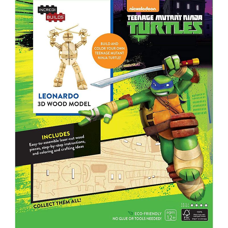 Incredibuilds Teenage Mutant Ninja Turtles Leonardo Wood Model Figure Kit