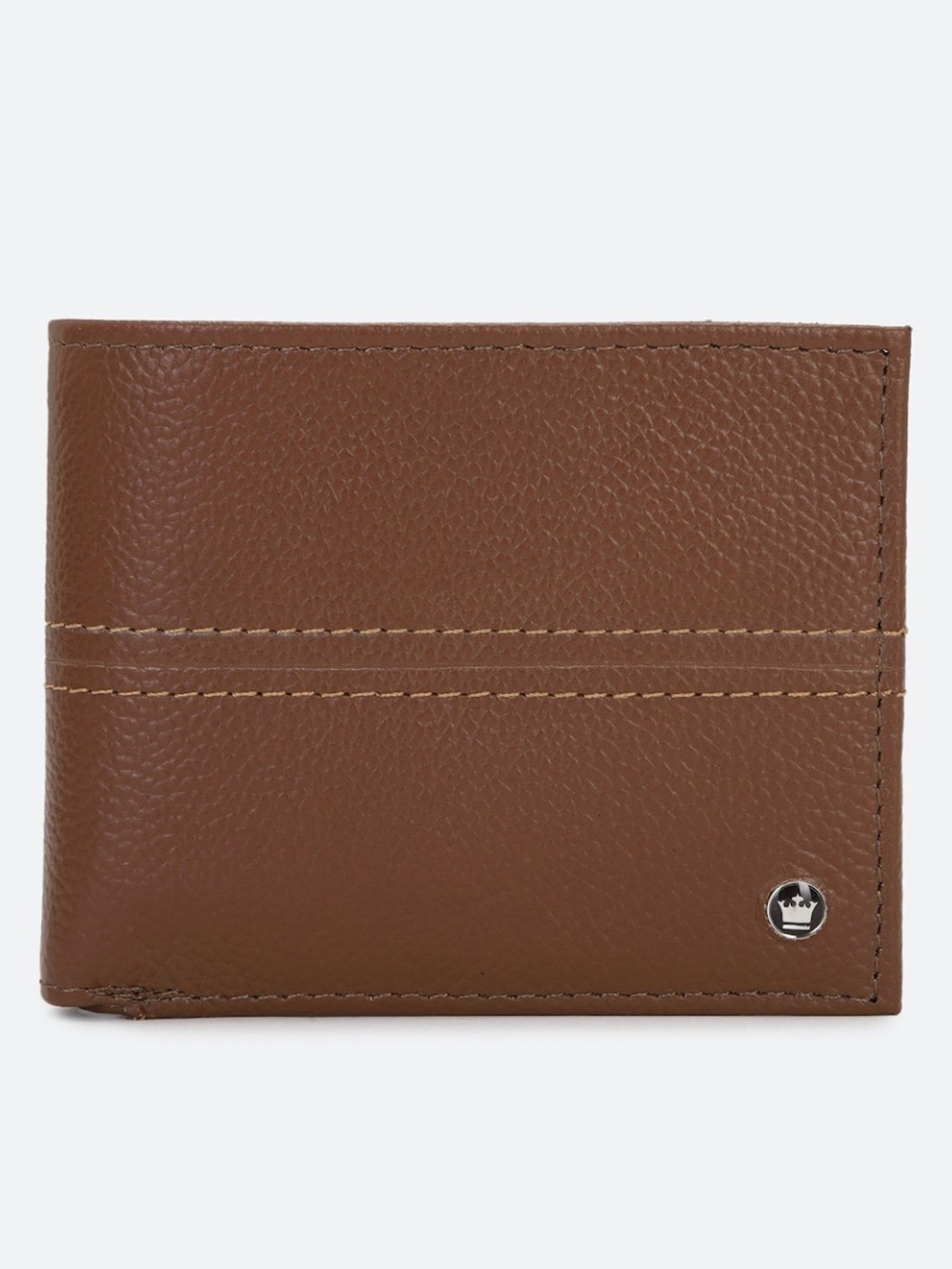 Louis Philippe Brown Leather Textured Bi-Fold Wallet