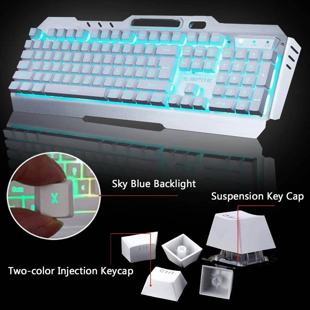 Wireless Gaming Keyboard And Mouse Set, Rechargable Backlit Mechanical Feel Waterproof Metal Panel Keyboard Mouse for Laptop PC Gamer