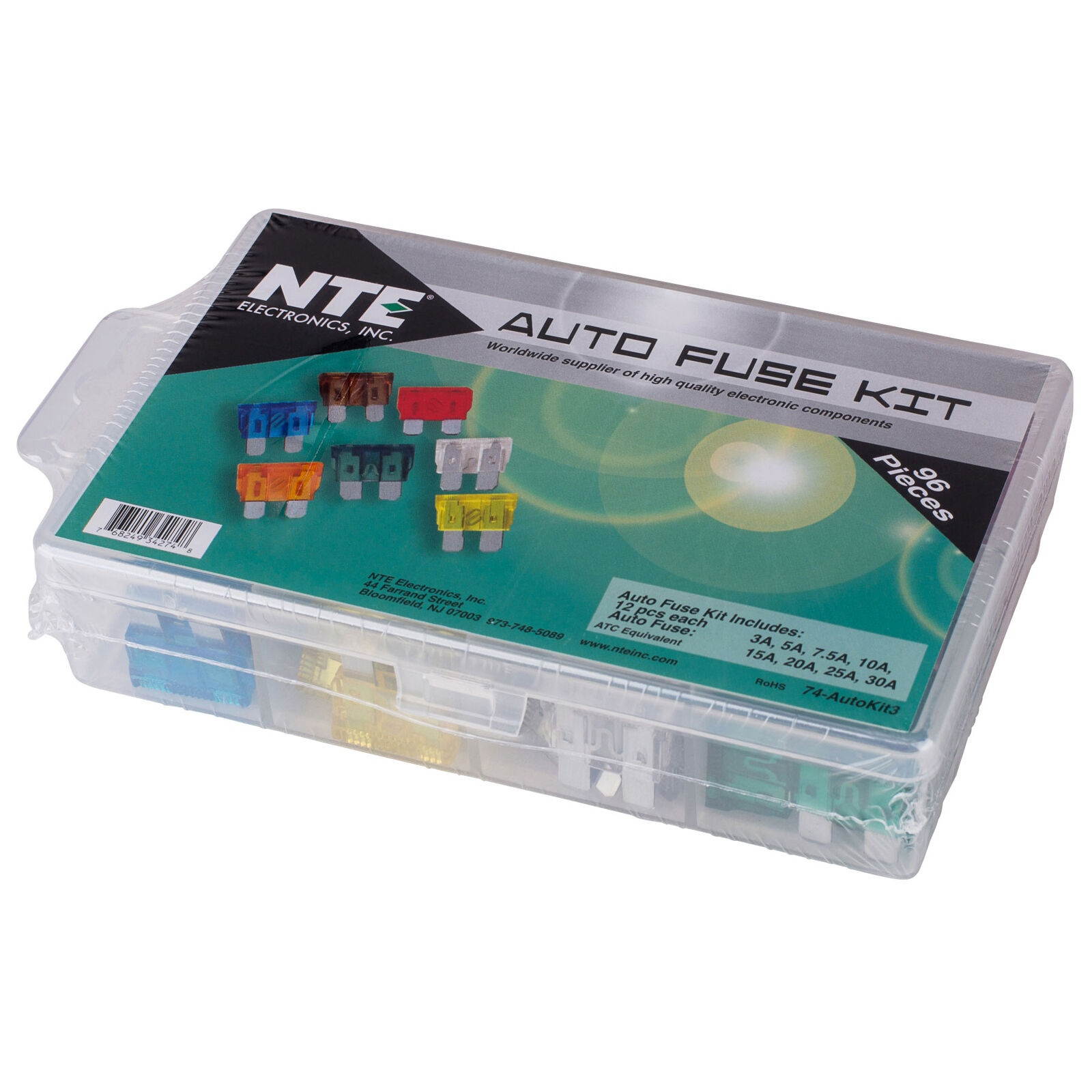 NTE 74-AUTOKIT3 Fuse Kit 96 Assorted ATC Type Fuses