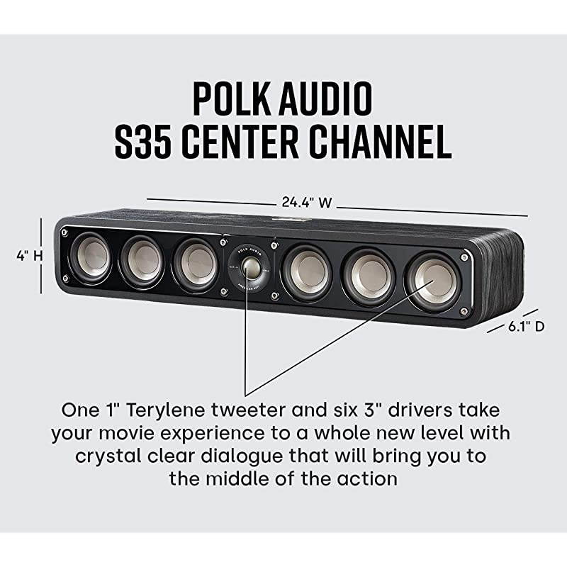 Signature Series S35 Center Channel Speaker (6 Drivers) | Surround Sound | Power Port Technology | Detachable Magnetic Grille
